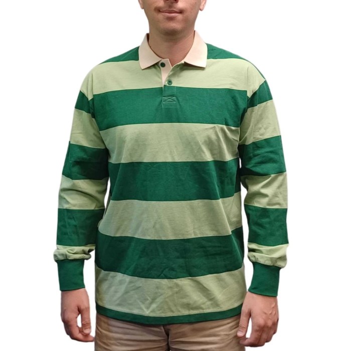 Green striped men's dress shirt