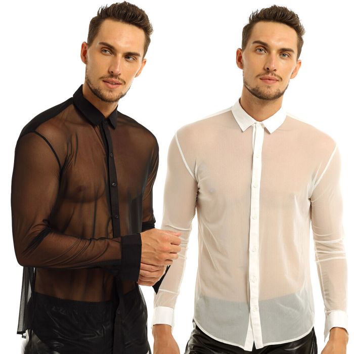 Mens see through dress shirt